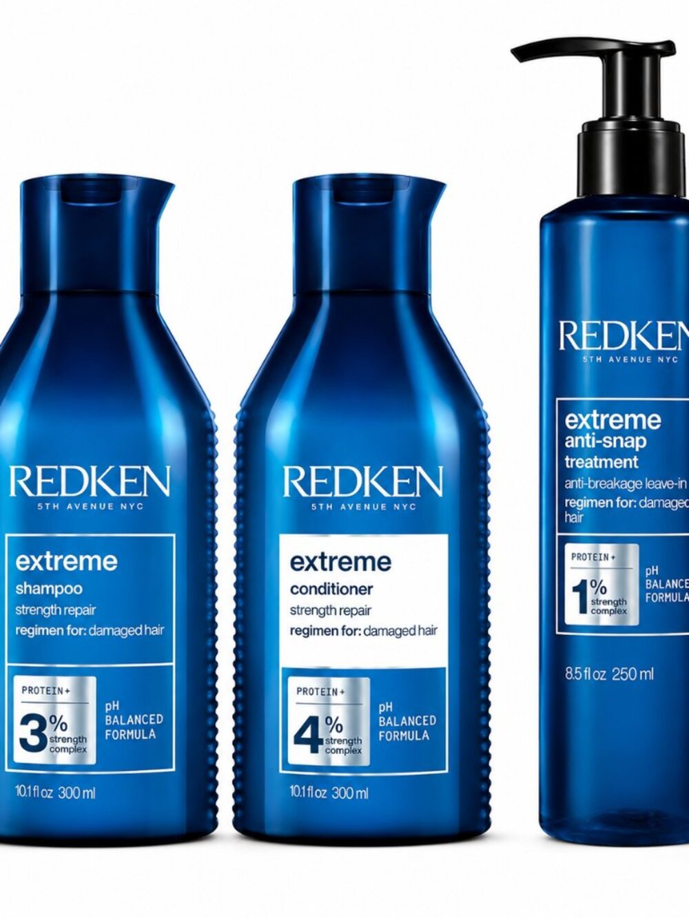 Redken Extreme Shampoo, Conditioner & Anti-Snap Treatment Set – 3 Piece Hair
